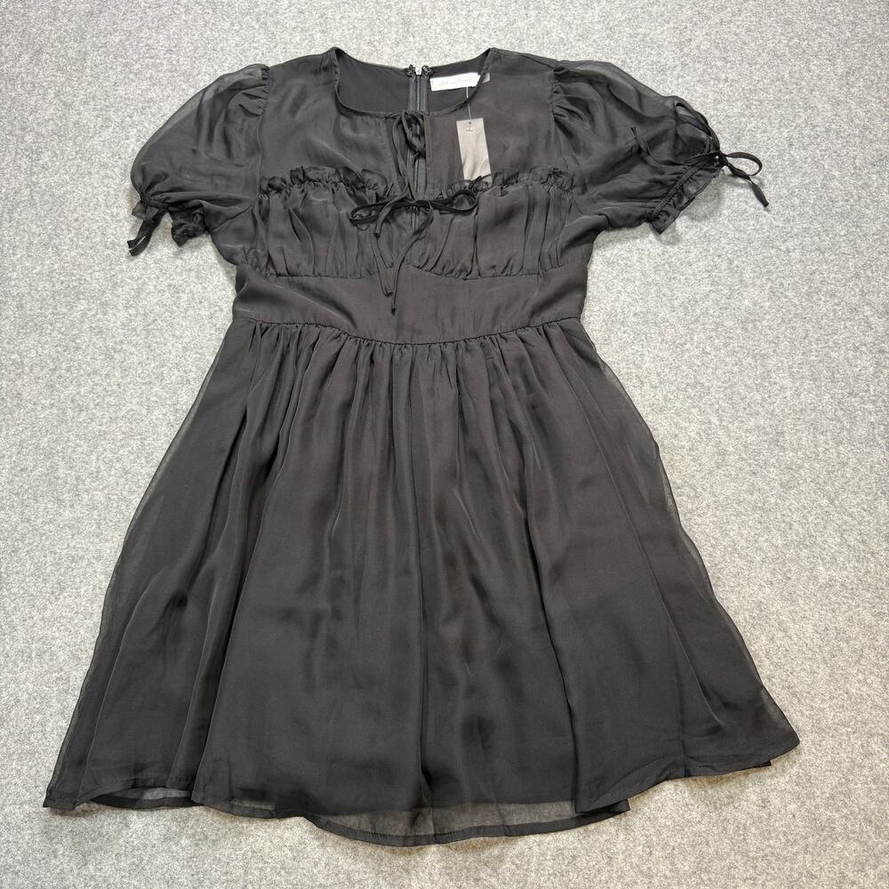 Women's All In Favor Black Sheer Short Sleeve‎ Dress Size L NEW